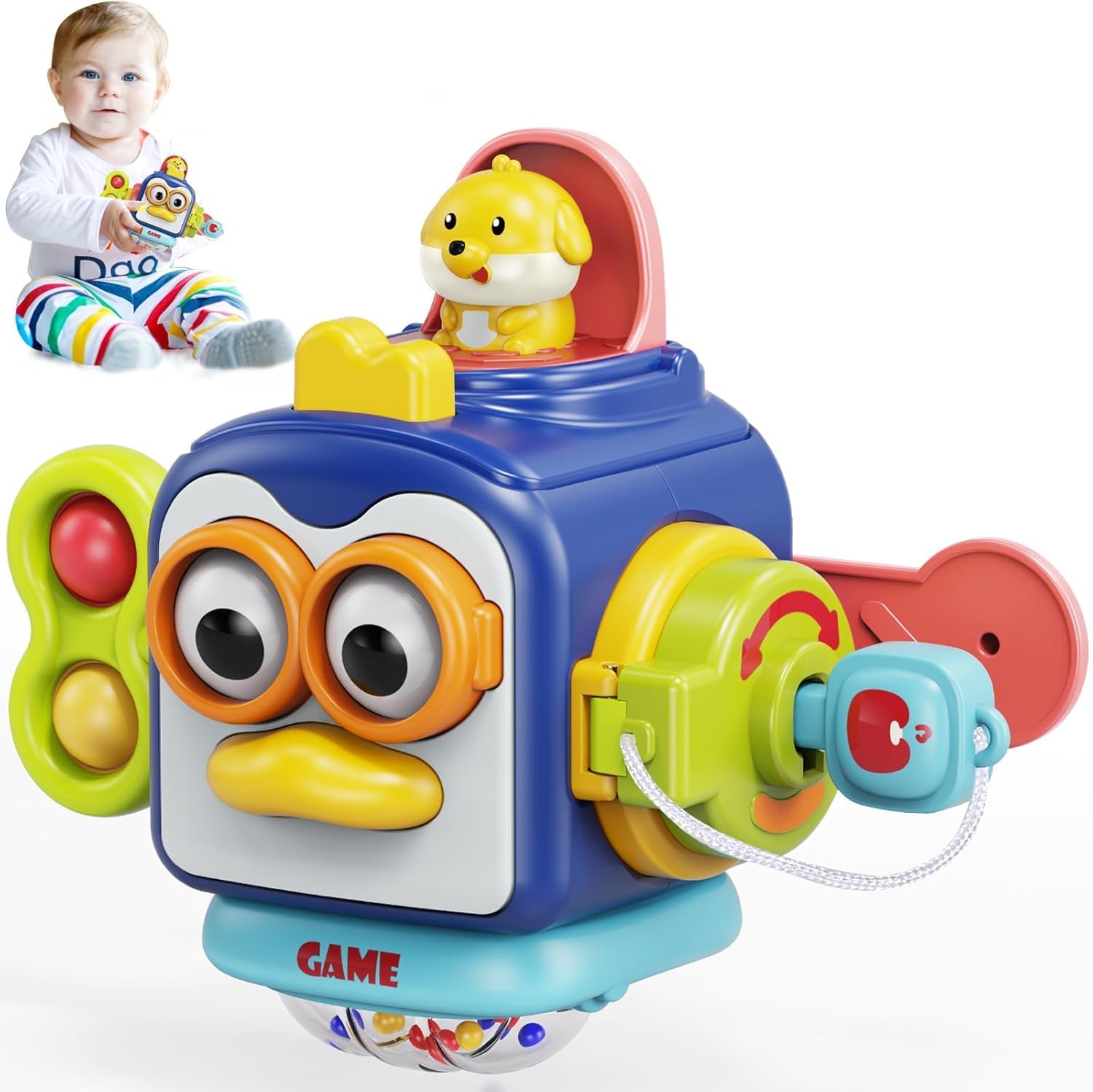Cube d'activités de voyage Fidtoy Penguin pour bébés