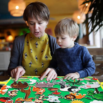 Ensemble d'histoires en feutre pour animaux de zoo Craftstory pour tout-petits, 32 pièces d'histoires en flanelle pour l'apprentissage préscolaire, jouets éducatifs d'activités narratives, cadeaux pour les 3 ans et plus