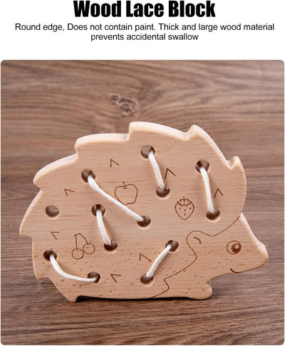 Jouet de laçage en bois, jeu de blocs en bois, jouet éducatif pour l'apprentissage précoce de la motricité fine, jouets de voyage Montessori, jouet de laçage en bois pour l'éducation précoce des tout-petits