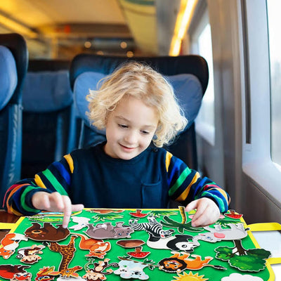 Ensemble d'histoires en feutre pour animaux de zoo Craftstory pour tout-petits, 32 pièces d'histoires en flanelle pour l'apprentissage préscolaire, jouets éducatifs d'activités narratives, cadeaux pour les 3 ans et plus