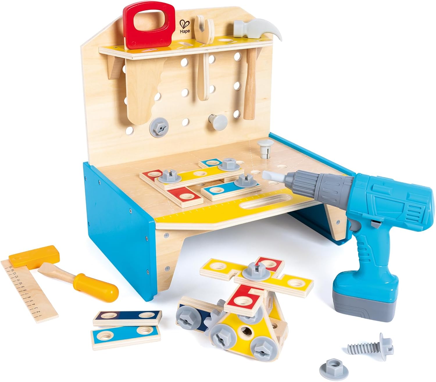 Fidtoy Mesa de Trabajo de Madera, Set de Herramientas, Kit de Juguete de Construcción para Niños