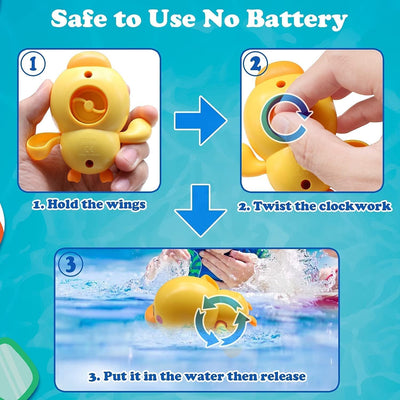 Jouets de bain Fidtoy Canard Nageur à Remonter – Lot de 3 pour le Bain des Tout-petits