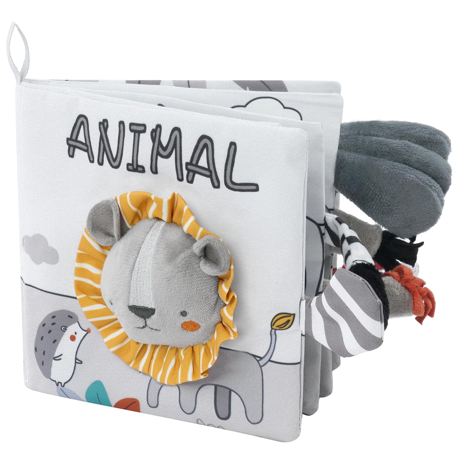 Livre en tissu interactif Fidtoy 3D animaux, jouet d'apprentissage sensoriel pour bébé