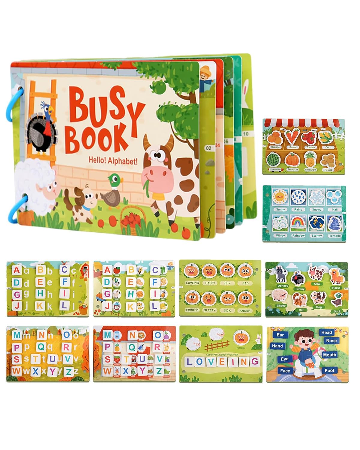 Livre d'activités Montessori Fidtoy pour tout-petits Apprentissage interactif Alphabet