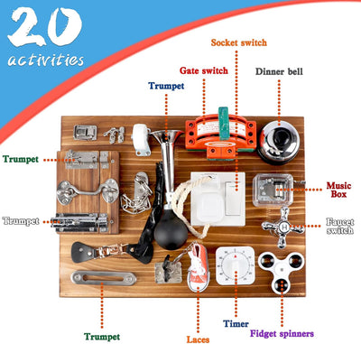 Fidtoy Tableau d'activités Montessori carbonisé 20-en-1 pour tout-petits