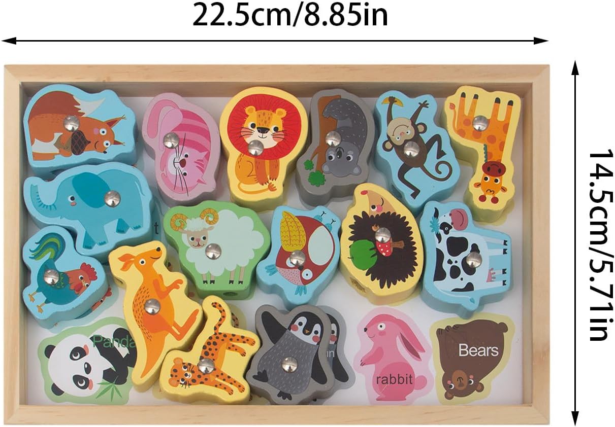 Jouets de Pêche en Bois, Jeu de Pêche Magnétique 2 en 1 Sûr et Inoffensif - Jeu de Pêche Montessori Sans Bord Pointu Cadeau d'Anniversaire Noël pour Garçons Filles Hiyoyo