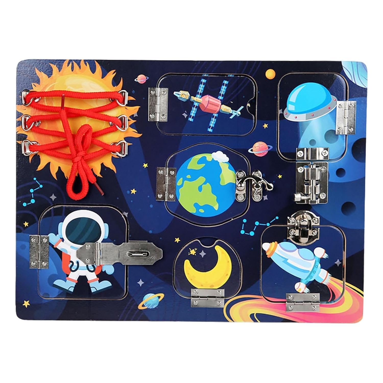 bnf® Planche d'activités en bois, apprentissage éducatif pour enfants de 2, 3, 4, 5 ans Espace|Jouets et passe-temps | Éducatif | Autres jouets éducatifs