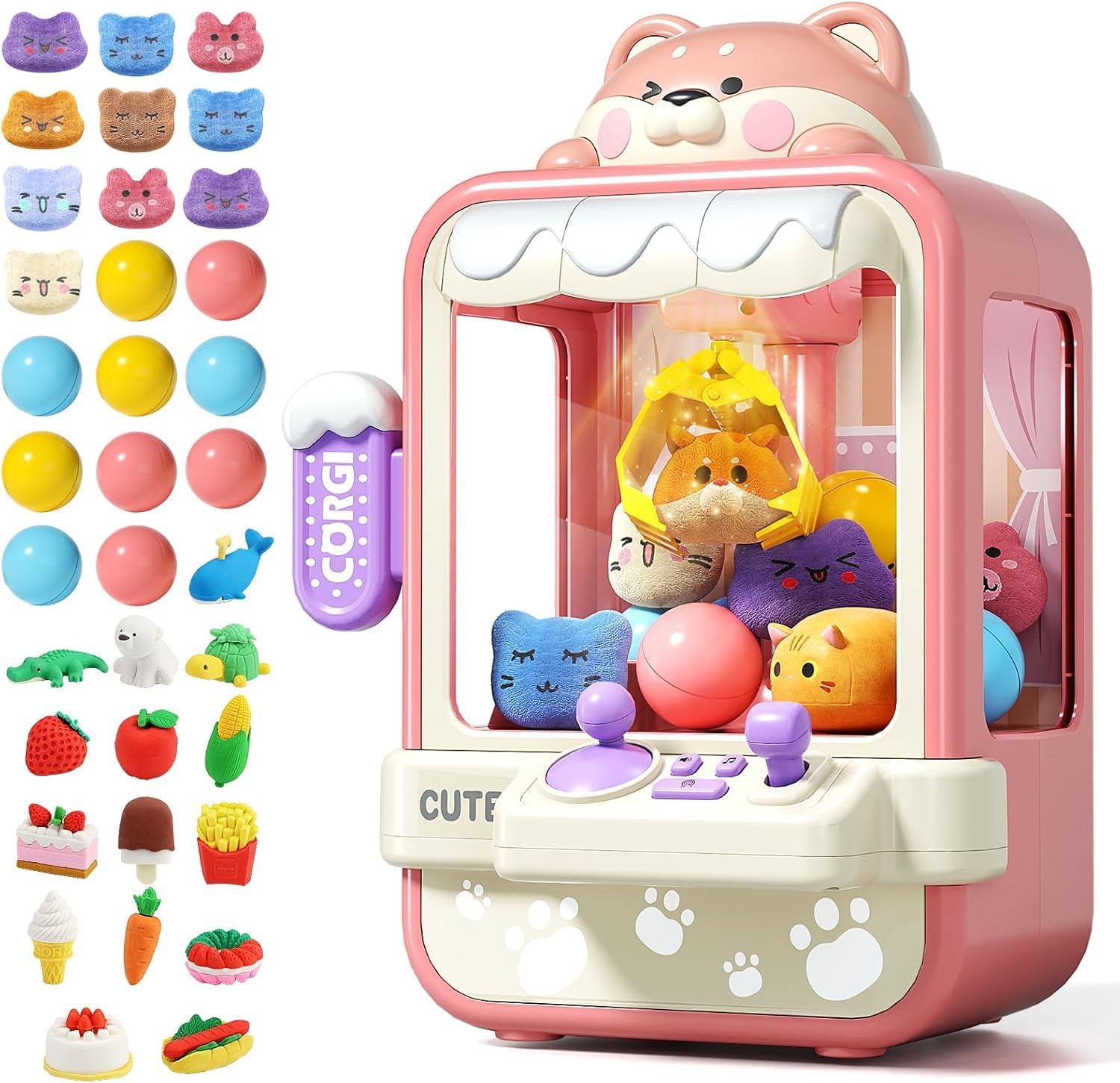 Fidtoy Surprise Catcher Claw Machine for Kids | Mini Plastic Arcade Prize Grabber Toy, 35 Random Toys, 360° Adjustable Claw, Music Sound, 60-Second Challenge, Hand-Eye Coordination Game Age 3+