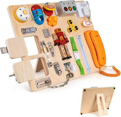 Tablero de actividades de madera Montessori 20 en 1 Fidtoy para niños pequeños