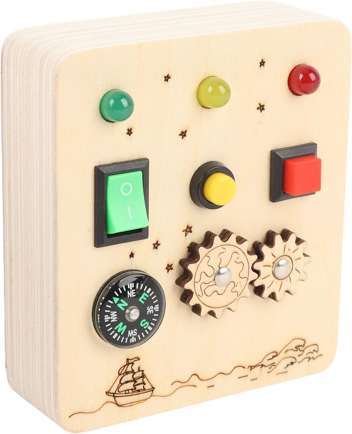 Jouet interrupteur en bois pour tableau sensoriel, jeu d'interrupteurs lumineux rouge et vert, tableau d'activités, jouets éducatifs, jouets de voyage pour enfants, jeu de tableau d'interrupteurs lumineux à LED