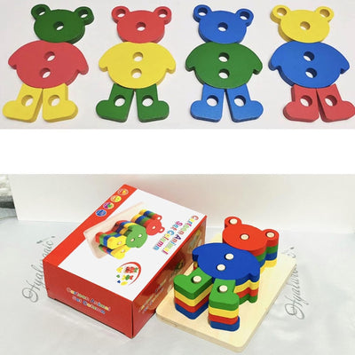 Rompecabezas de madera con columna de animales de dibujos animados - 052