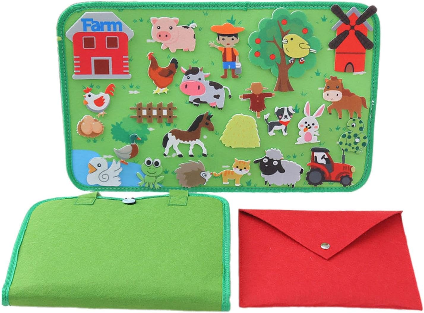 Ensemble de planches interactives pour stimuler l'imagination des enfants, ferme