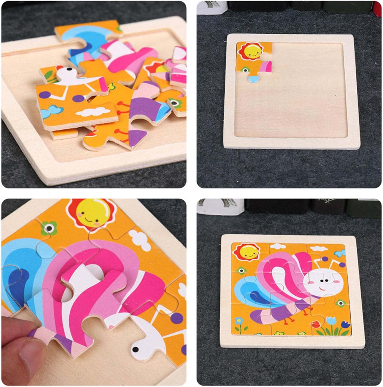 Fidtoy Montessori Wooden Insect Puzzle for Toddlers – Educational Learning Toy for Ages 3+