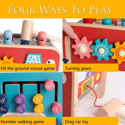 Fidtoy Montessori Pillonage Bench for Toddlers – Wooden Musical Hammer Toy for Early Learning & Fine Motor Skills