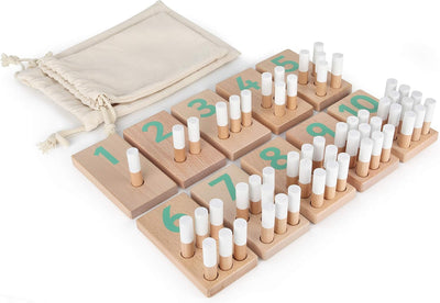 Holz & Schnüdel Juguete Montessori de Madera para Contar, Tablero de Clavijas Educativo de Matemáticas para Niños y Niñas a Partir de 2 Años | Diseño Nórdico Moderno – Materiales Sostenibles para Niños Pequeños y Preescolares