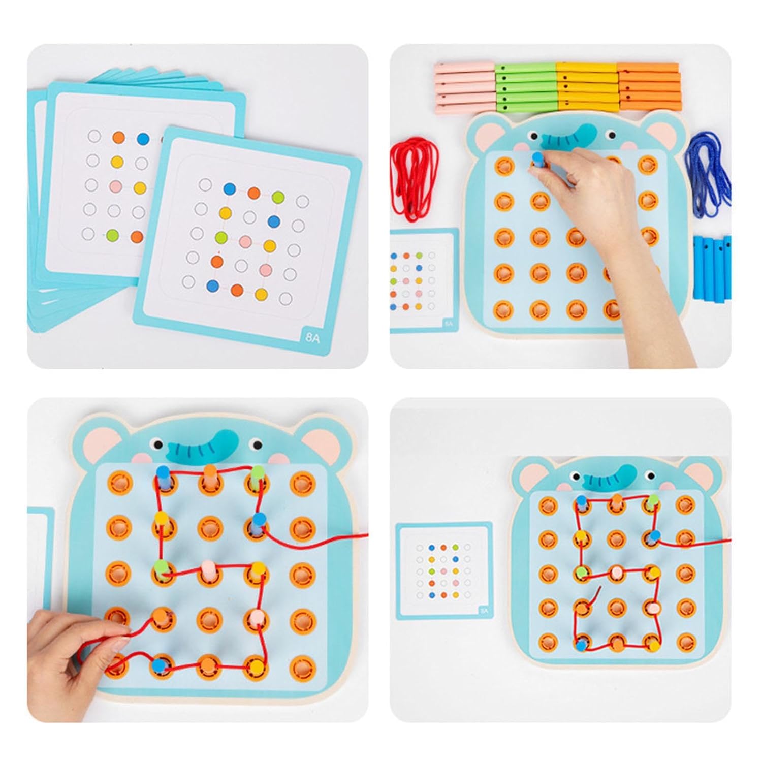 bnf Jouet à lacer et à enfiler avec cartes Jouet de voyage pour voiture Âge 3 4 5 6 Avion Éléphant Bébé | Jouets pour bébé | Jouets de développement pour bébé