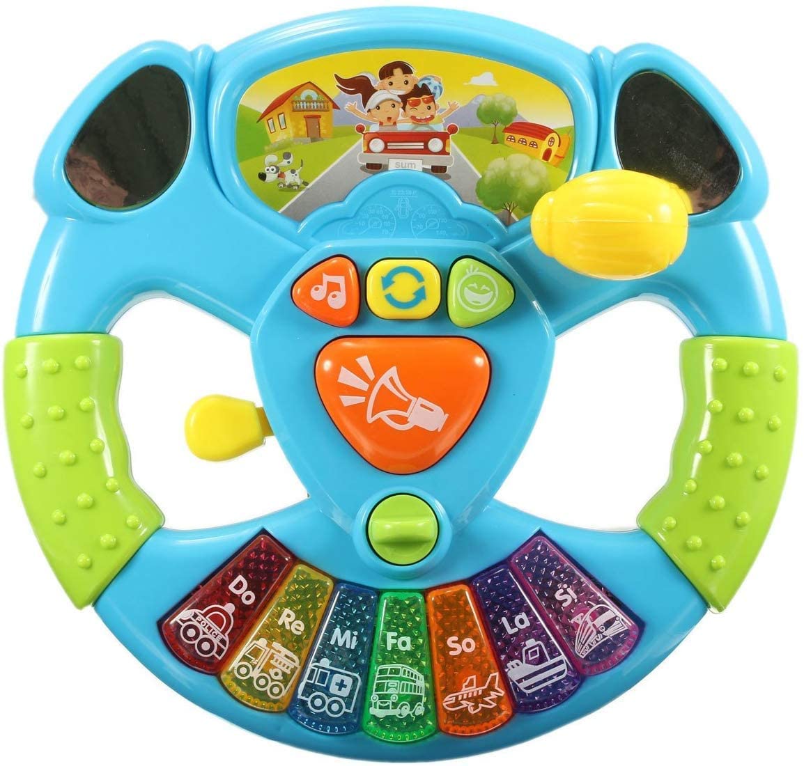 Fidtoy My Baby Steering Wheel Toy Plastic Musical Driving Wheel with Lights Sounds Songs Horn Gear Lever for Babies 6M+