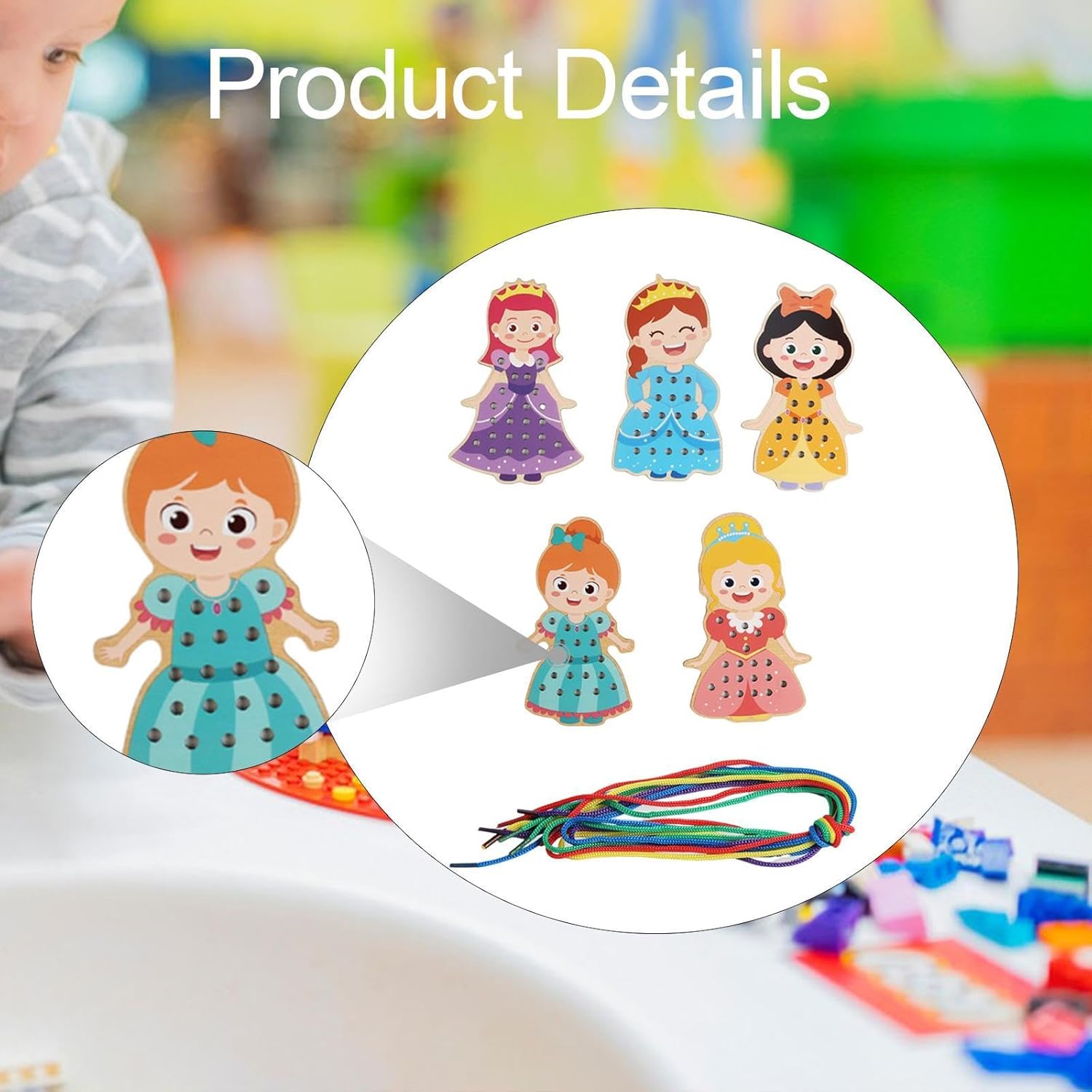 Cartes à lacer pour enfants d'âge préscolaire et jouets de motricité pour enfants Cartes à coudre en bois style C|Autres jouets éducatifs|Jouets et passe-temps