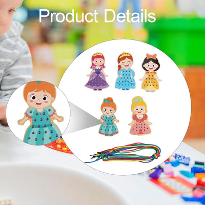 Cartes à lacer pour enfants d'âge préscolaire et jouets de motricité pour enfants Cartes à coudre en bois style C|Autres jouets éducatifs|Jouets et passe-temps