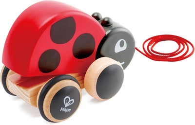 Fidtoy Ladybug Pull Along Toy Wooden Toddler Walking Toy
