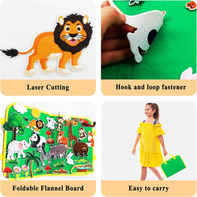 Ensemble d'histoires en feutre pour animaux de zoo Craftstory pour tout-petits, 32 pièces d'histoires en flanelle pour l'apprentissage préscolaire, jouets éducatifs d'activités narratives, cadeaux pour les 3 ans et plus