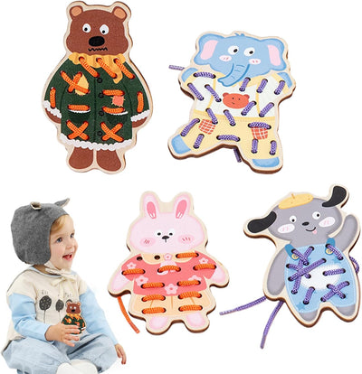 Cartes à lacer, Kit de couture pour tout-petits | Apprenez à coudre des animaux en bois à lacer, Jouets de motricité fine, Jeux de société, Jouets de voyage, Entraînement