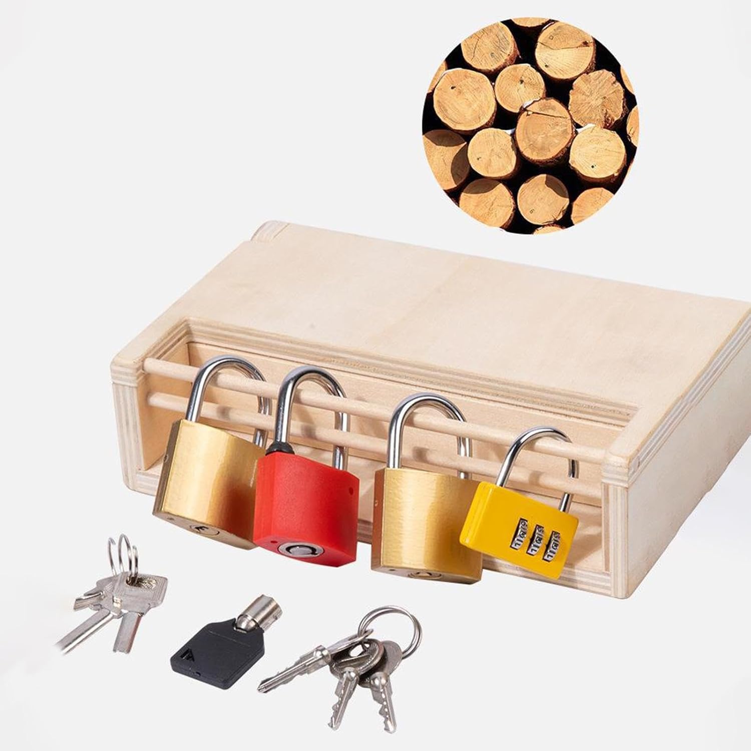 Serrure et Jouet à clé - Déverrouiller le bois | Activités d'apprentissage préscolaire, matériel Montessori en bois et jouets éducatifs pour enfants Shakven