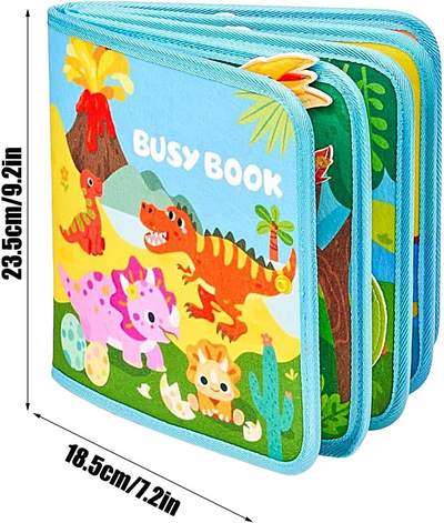 Fidtoy Dinosaur Friends Busy Book – Libro de Actividades Interactivo Montessori para Niños Pequeños de 2 a 5 años