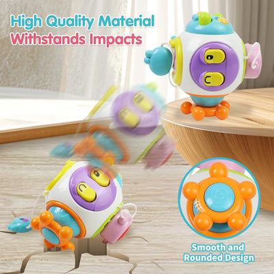 Fidtoy Cube d'activités 6-en-1 Busy Catch Ball pour tout-petits, cube d'activités Montessori sensoriel avec interrupteurs, prise, clé lapin, hand spinner et activités de motricité fine, à partir de 18 mois