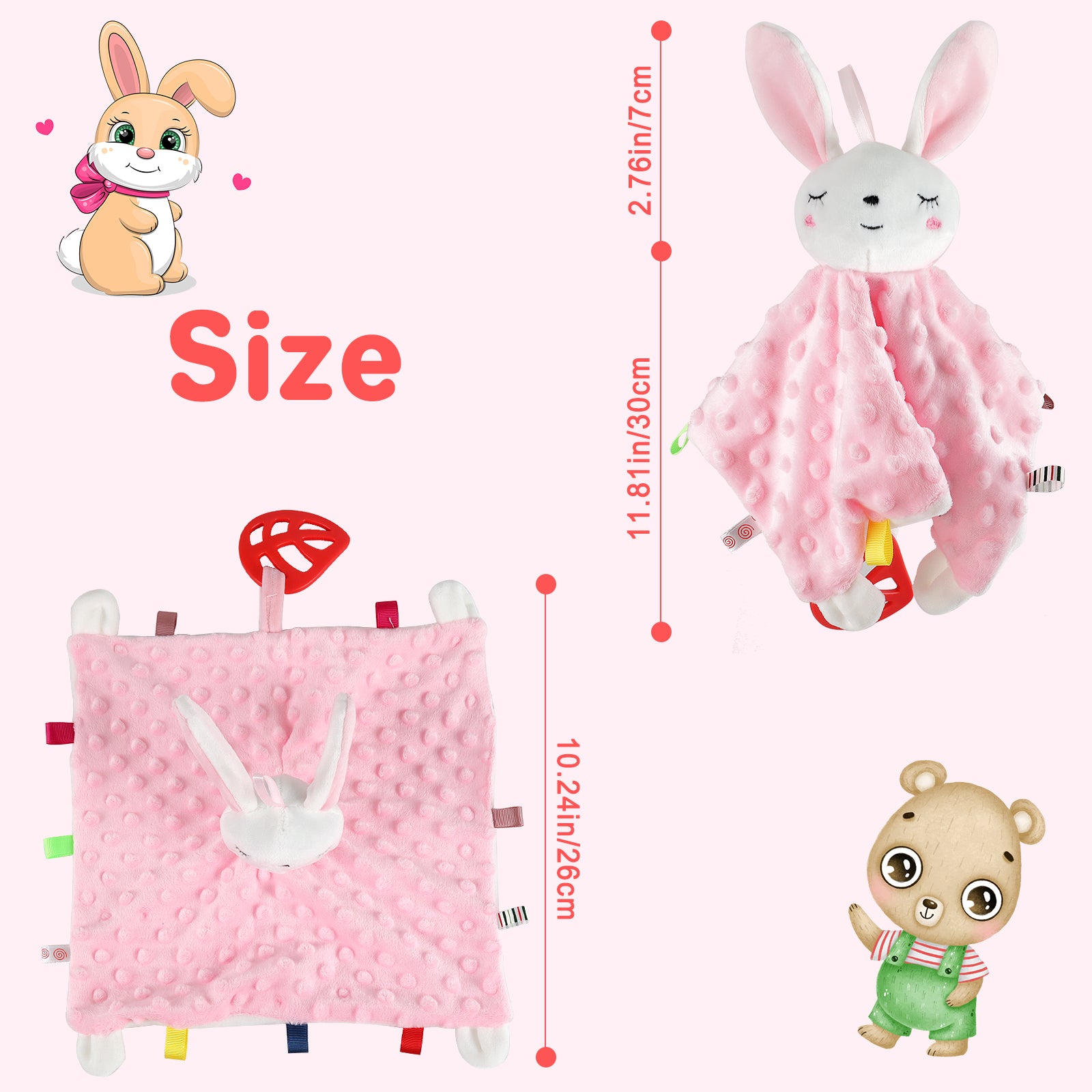 Lot de 2 doudous pour nouveau-nés, jouets sensoriels pour bébés, peluches animales douces pour nouveau-nés, cadeaux, jouets doux au toucher pour câlins
