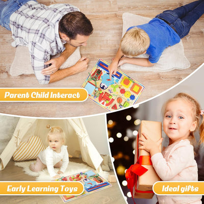 Fidtoy 11 en 1 Tableau d'activités Montessori pour tout-petits, planche sensorielle en bois avec fermetures éclair, boutons, engrenages, motricité fine, jouet de voyage silencieux, cadeau