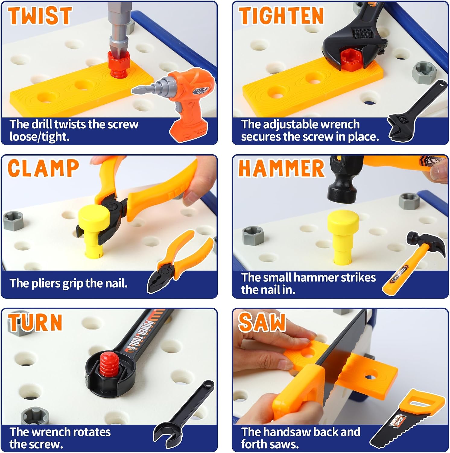 Fidtoy Multi Function DIY Tool Table for Kids Little Engineer Pretend Play Kit Age 3+