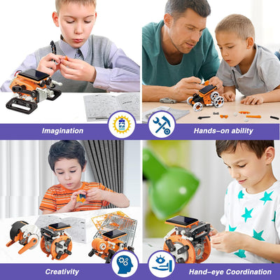 Fidtoy Kit Robot Solaire 7 en 1 STEM pour Enfants, Jouet de Construction Robotique Solaire DIY, Kit Scientifique d'Ingénierie sur les Énergies Renouvelables, Âge 8+