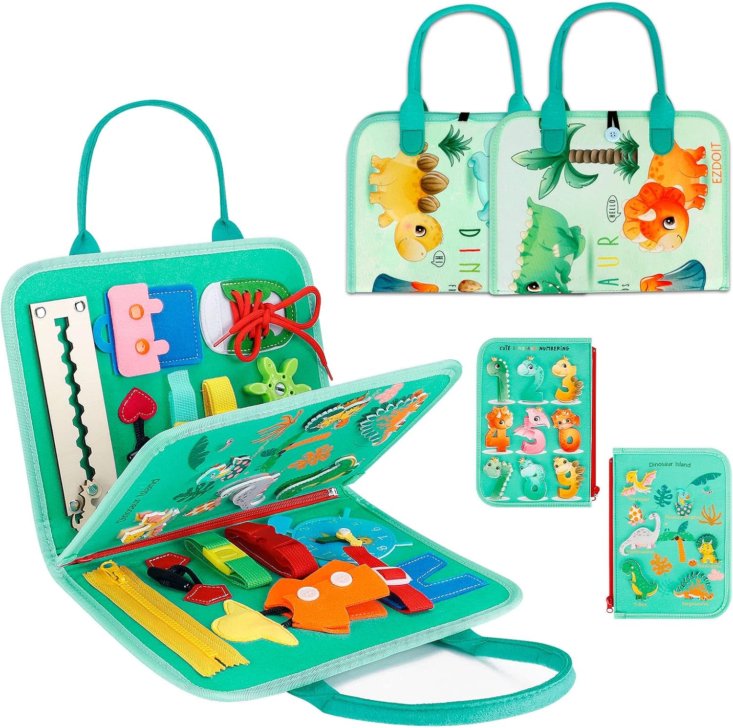 ezdoit Busy Board Montessori Toy Sensory Board for Toddlers Preshool Educational Activity Travel Toy Gift for 3 4 5 Years Old Boys Girls