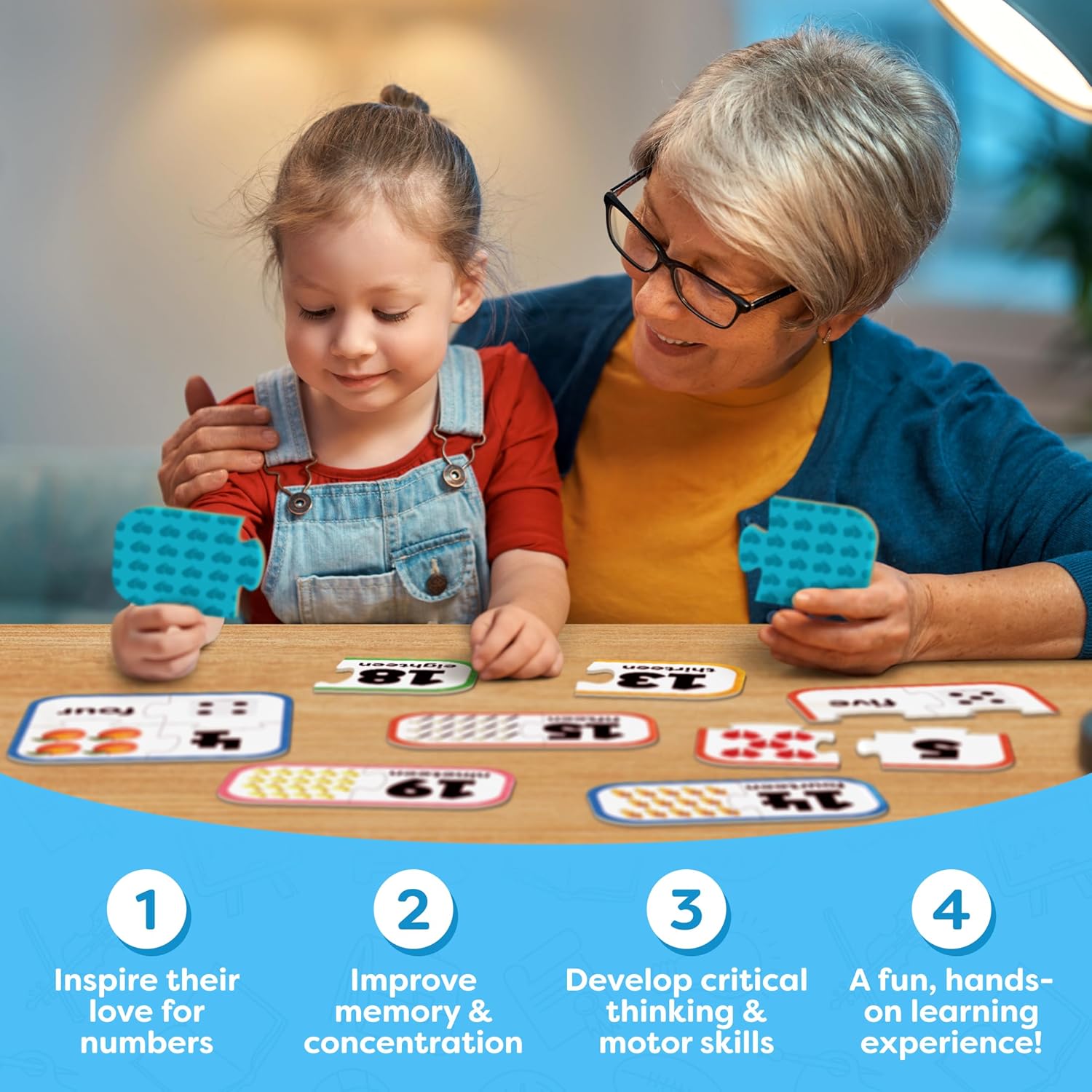 Jeu de Puzzles Fidtoy Numéros Assortis – Jouet Éducatif pour Apprendre les Maths aux Tout-Petits