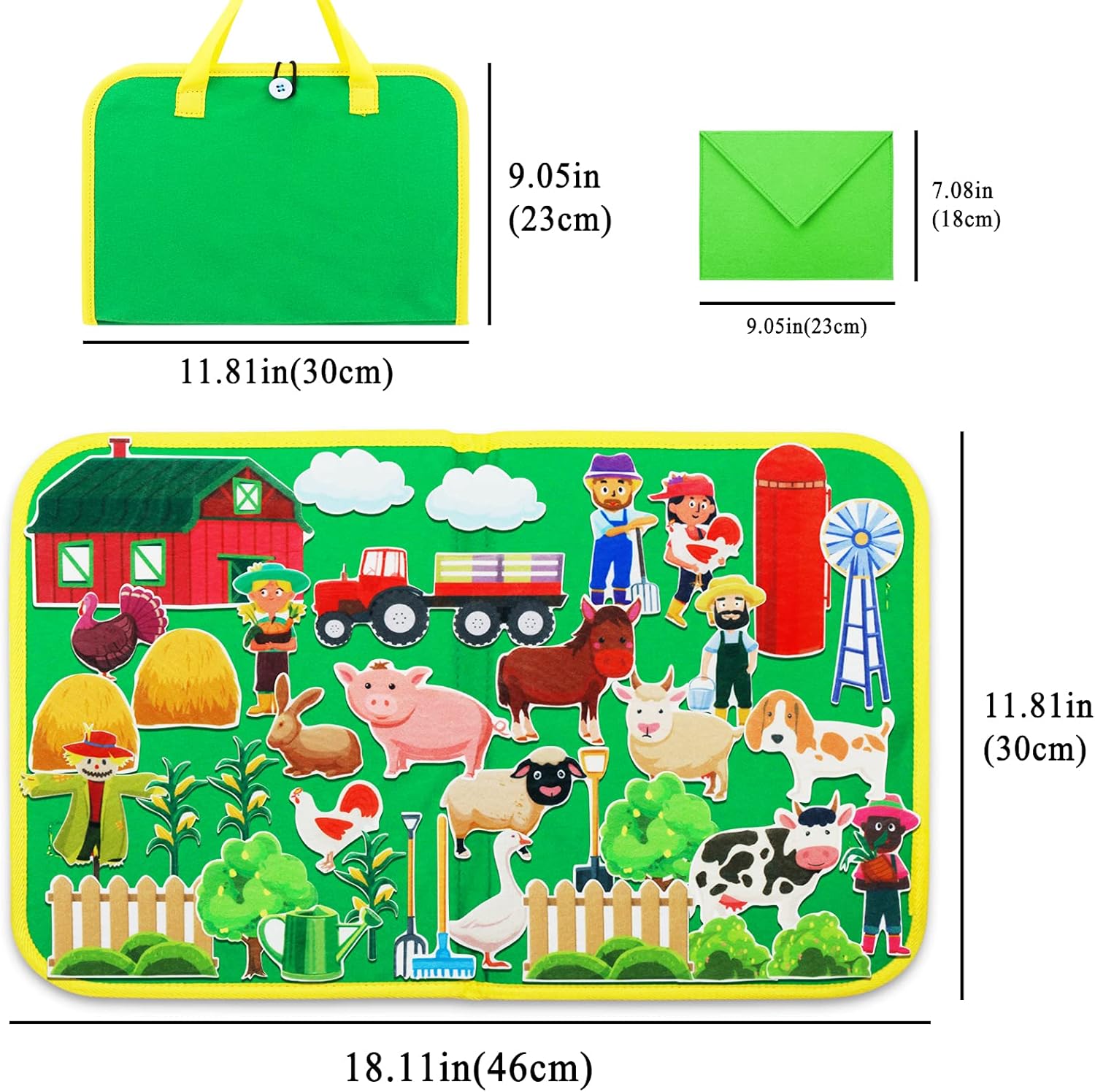 Craftstory Tablero de Fieltro de Viaje para Niños Pequeños, Juguetes de Animales de Granja, Actividades de Aprendizaje Preescolar, 37 Piezas, Juguetes Sensoriales, Historias de Corral para el Aula, Suministros de Arte y Manualidades