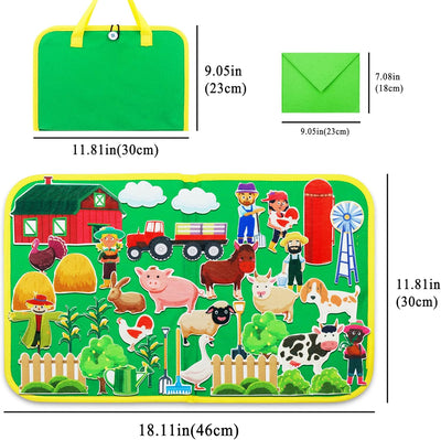 Craftstory Tablero de Fieltro de Viaje para Niños Pequeños, Juguetes de Animales de Granja, Actividades de Aprendizaje Preescolar, 37 Piezas, Juguetes Sensoriales, Historias de Corral para el Aula, Suministros de Arte y Manualidades
