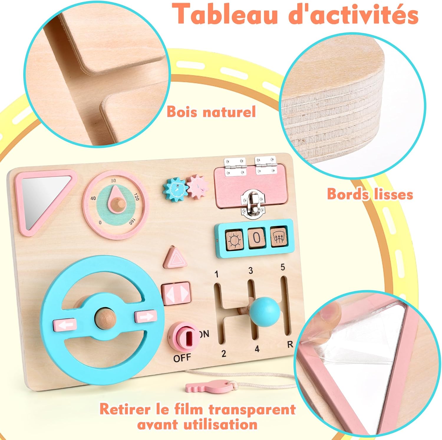 Tableau Montessori d'Activités pour Bébés 1 2 3 Ans, Jeux Montessori 1 An, Jouet en Bois pour Enfants, Tableau d'Activités Éducatif pour la Motricité Fine, Cadeau pour Garçons et Filles