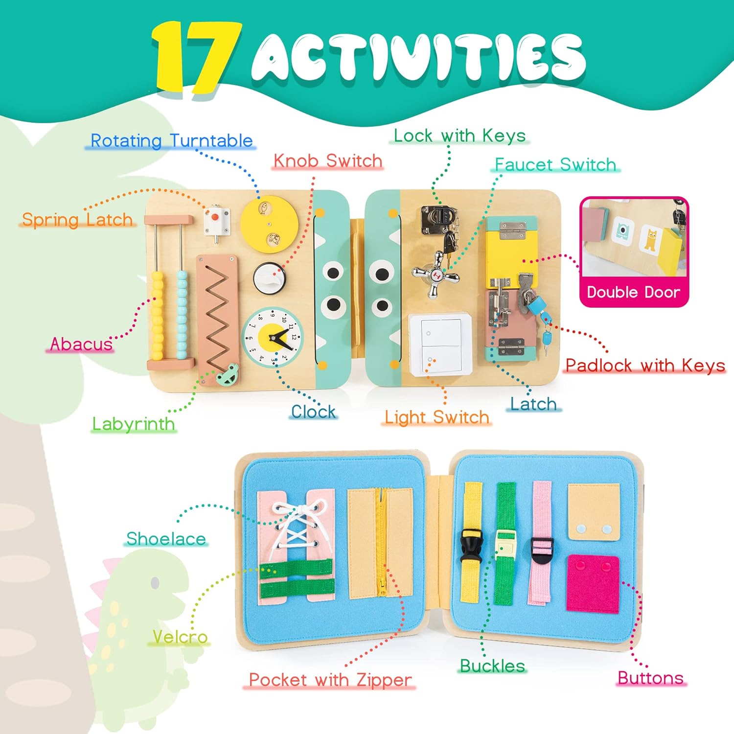 Tableau d'activités multifonctionnel 17-en-1 Fidtoy pour tout-petits