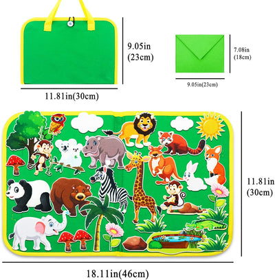 Ensemble d'histoires en feutre pour animaux de zoo Craftstory pour tout-petits, 32 pièces d'histoires en flanelle pour l'apprentissage préscolaire, jouets éducatifs d'activités narratives, cadeaux pour les 3 ans et plus