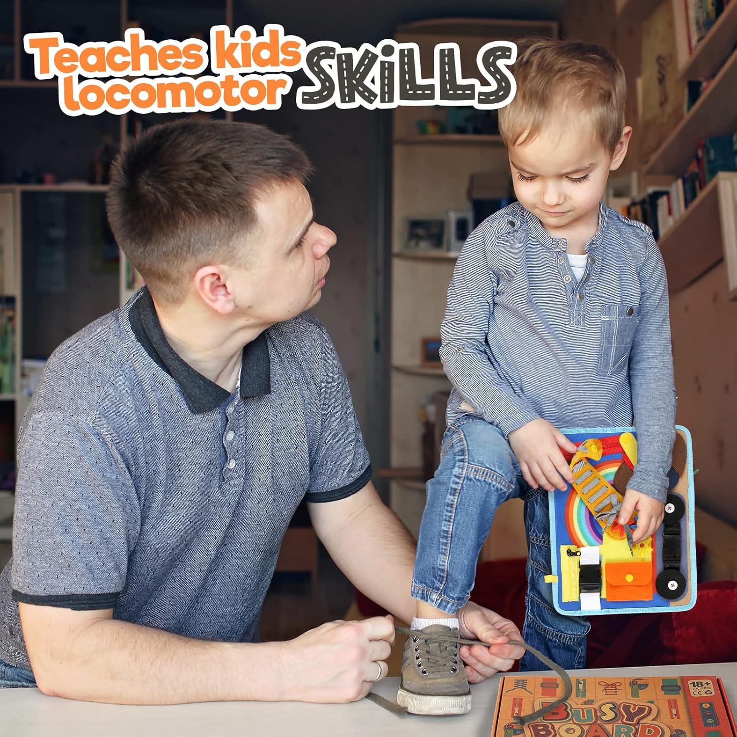 Tablette d'activités pour les tout-petits de 1 à 3 ou de 2 à 4 ans, jouet éducatif Montessori, compétences de base pour la vie et motricité fine pour les enfants, apprendre à s'habiller, jouet sensoriel comme un avion ou un jeu de voyage en voiture