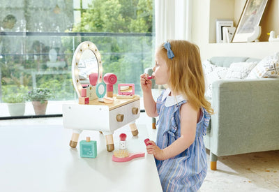 Juego de tocador de maquillaje Fidtoy para niños con espejo de luz