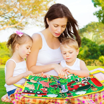 Craftstory Tablero de Fieltro de Viaje para Niños Pequeños, Juguetes de Animales de Granja, Actividades de Aprendizaje Preescolar, 37 Piezas, Juguetes Sensoriales, Historias de Corral para el Aula, Suministros de Arte y Manualidades