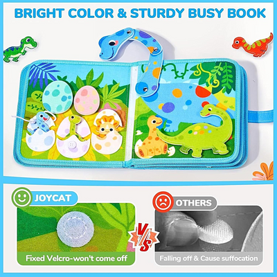 Fidtoy Dinosaur Friends Busy Book – Libro de Actividades Interactivo Montessori para Niños Pequeños de 2 a 5 años