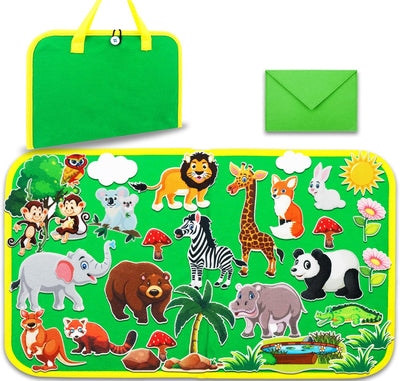Ensemble d'histoires en feutre pour animaux de zoo Craftstory pour tout-petits, 32 pièces d'histoires en flanelle pour l'apprentissage préscolaire, jouets éducatifs d'activités narratives, cadeaux pour les 3 ans et plus