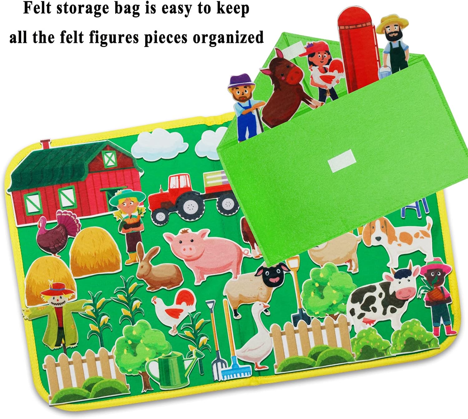 Craftstory Tablero de Fieltro de Viaje para Niños Pequeños, Juguetes de Animales de Granja, Actividades de Aprendizaje Preescolar, 37 Piezas, Juguetes Sensoriales, Historias de Corral para el Aula, Suministros de Arte y Manualidades