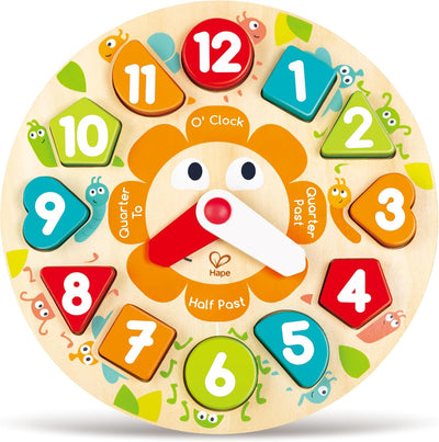 Fidtoy - Puzzle d'Horloge en Bois pour Enfants - Tableau d'Apprentissage de l'Heure