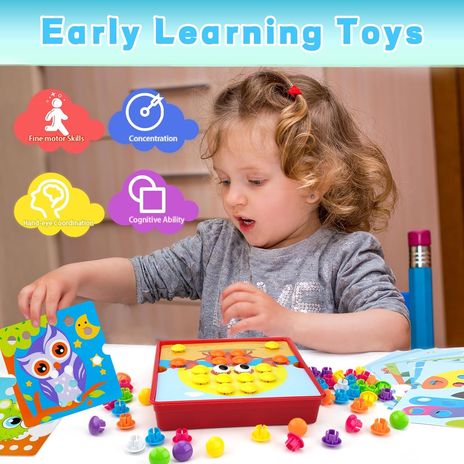 Fidtoy Boutons de Mosaïque Jeu Éducatif Motricité Fine