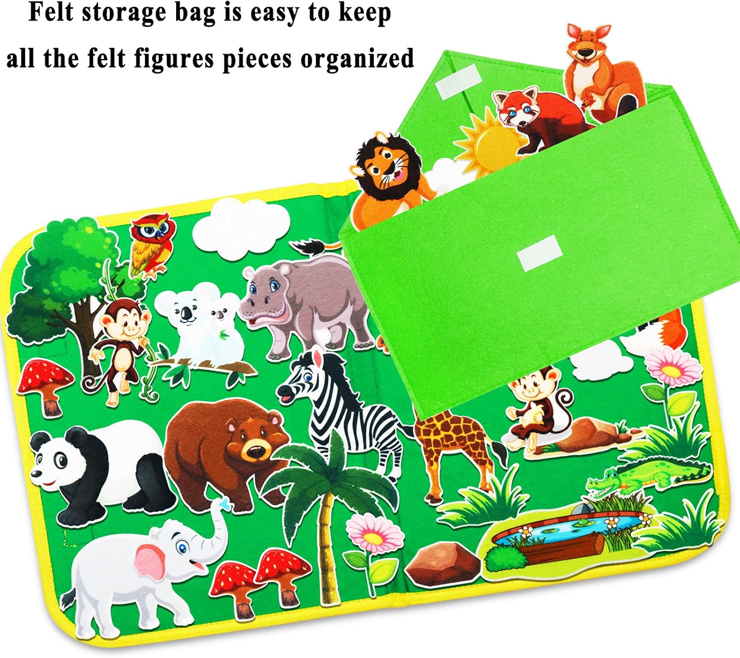 Ensemble d'histoires en feutre pour animaux de zoo Craftstory pour tout-petits, 32 pièces d'histoires en flanelle pour l'apprentissage préscolaire, jouets éducatifs d'activités narratives, cadeaux pour les 3 ans et plus