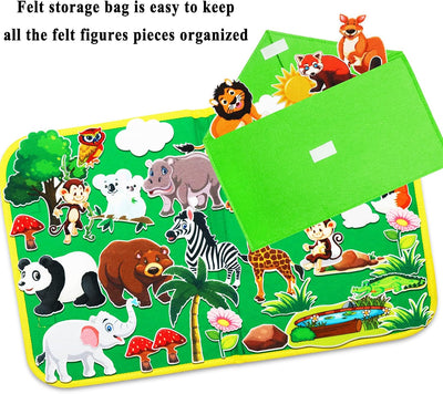 Ensemble d'histoires en feutre pour animaux de zoo Craftstory pour tout-petits, 32 pièces d'histoires en flanelle pour l'apprentissage préscolaire, jouets éducatifs d'activités narratives, cadeaux pour les 3 ans et plus